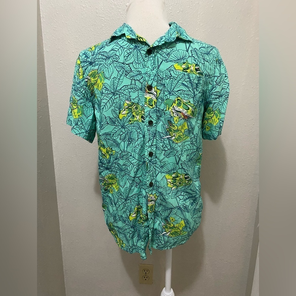 Cat & Jack Dino Print Button Down Shirt EUC